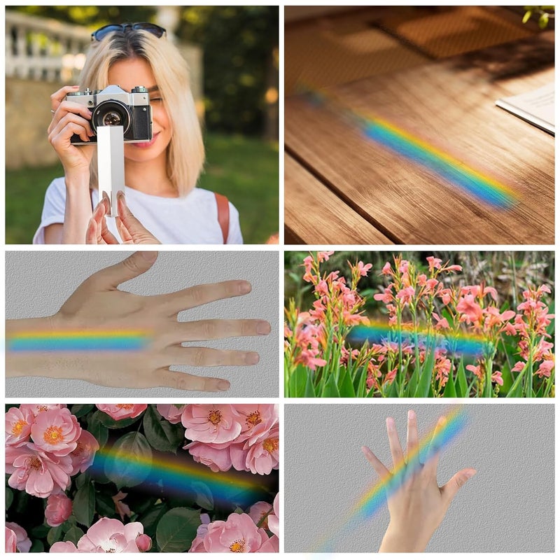 Young4us 3pc Crystal Prisms Set 2" 4" 6"Lengths Equilateral Crystal Triangular Optical Glass Prism Teaching Refracted Light Spectrum Physics Rainbow Maker Photography Props - Image 4